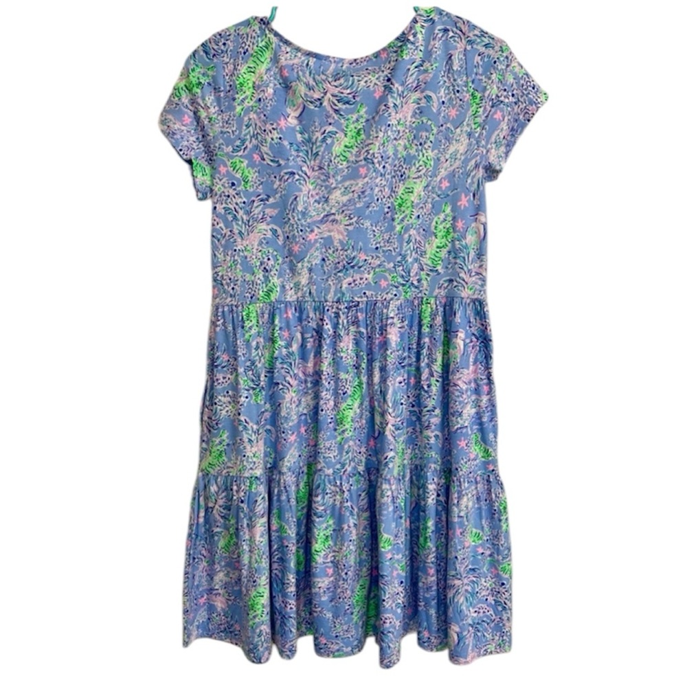 Lilly Pulitzer Geanna Short Sleeve Dress  Blue Peri The Turtle Package XS NWT - Picture 2 of 5